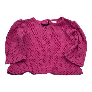 Cutie Pie Pink Shirt Baby Girl 18M Black Polka Dot Cotton‎ Long Sleeve Top